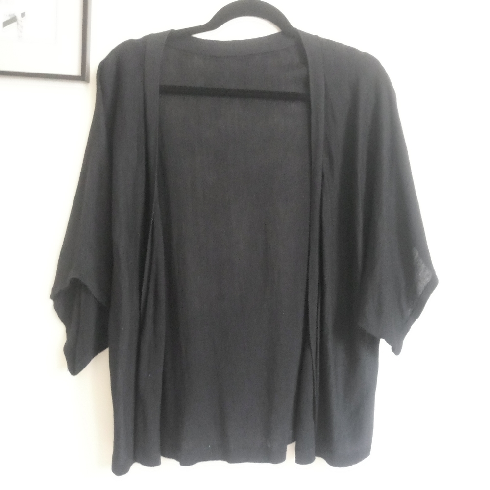 Silk black wrap with wide sleeves